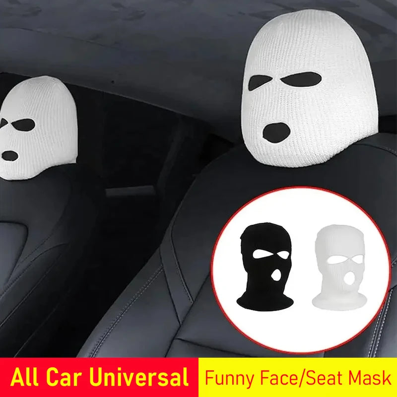 Universal Car Headrest Cover Face Mask Ski Mask Holiday Decoration for Tesla BMW Ford Volkswagen Kia