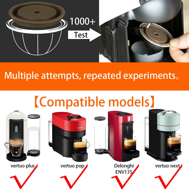 Reusable Silicone Lid for Vertuo Coffee Capsules - Brown, Light Green & Yellow