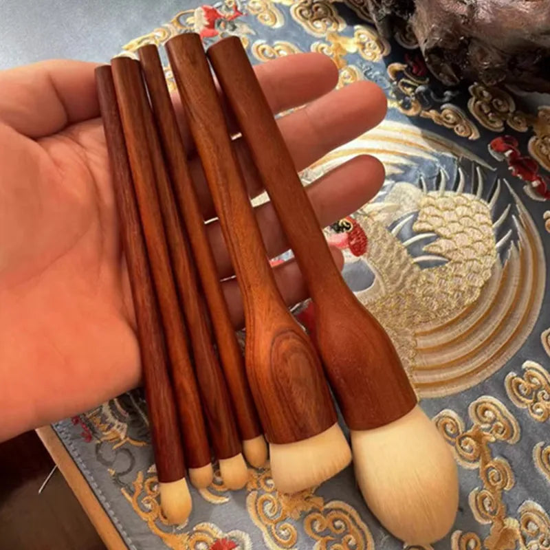 Cosmetic Makeup Brushes Set with Sandalwood Handle - Soft Synthetic Fibers for Foundation, Blending & Eyeshadow