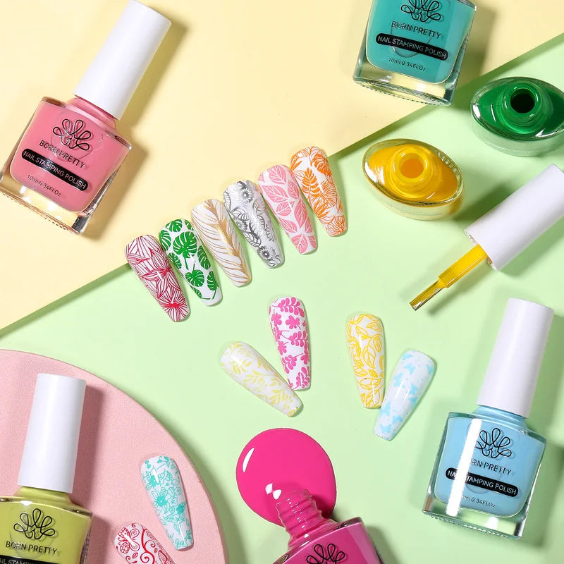 Nail Art Stamping Polish Set 10ml No Smudge Top Coat for Manicure & Design