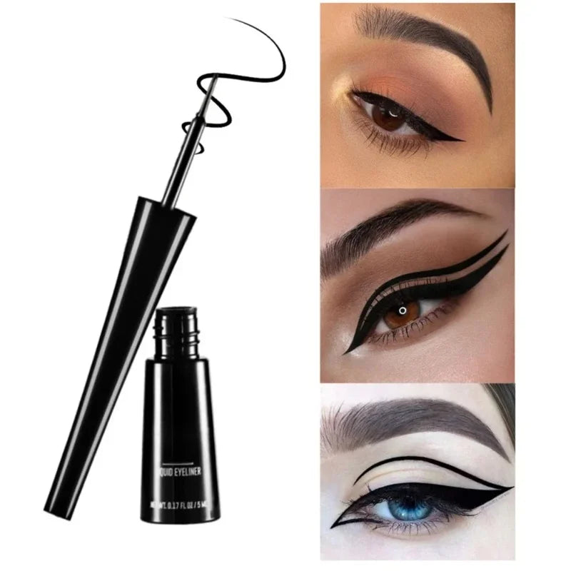 3-Color Matte Waterproof Eyeliner Set - Long-Lasting Liquid Eyeliner with Brush