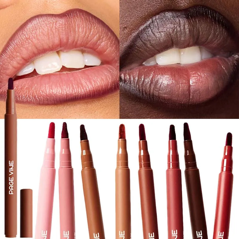 Waterproof Lip Liner Pencil - Matte, Non-Stick, Long-Lasting Lip Contour Pen for Women