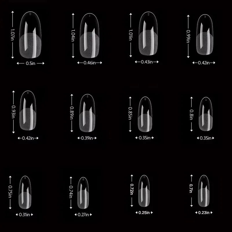 120-Piece Long Almond-Shaped False Nail Set with Semi-Matte Glue-On Tips for DIY Nail Art