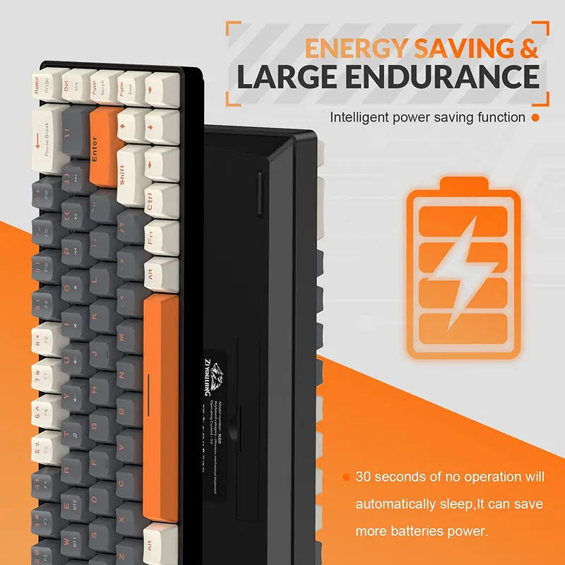 Wireless Mechanical Gaming Keyboard RK68 60% Hot-Swappable Bluetooth 5.0 & 2.4GHz
