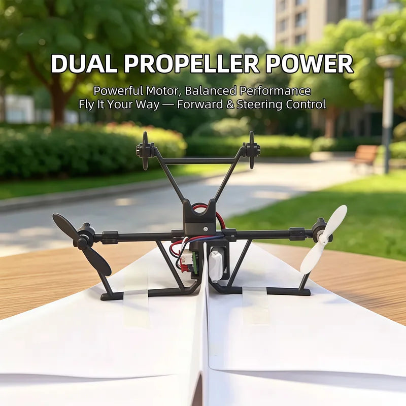 RC Paper Airplane Kit - Remote Control Flying Toy with Gyro & Dual Propellers, DIY Foldable STEM Gift for Kids & Adults