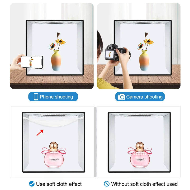 Portable Dimmable Photo Studio Light Box Kit 30/40cm with 6/12 Color Backgrounds