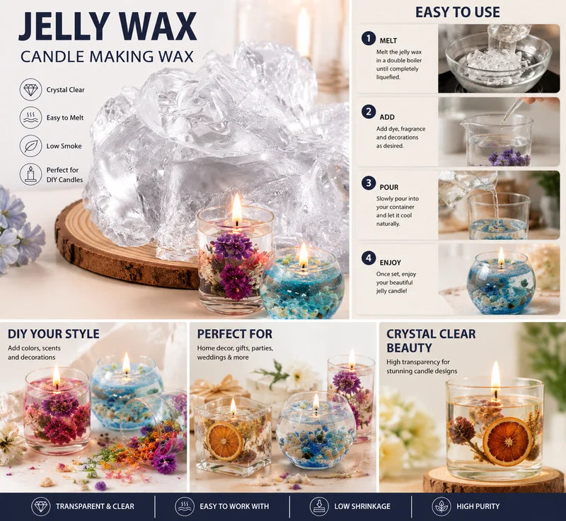 Transparent Gel Wax for Candle Making DIY Supplies 50g-500g