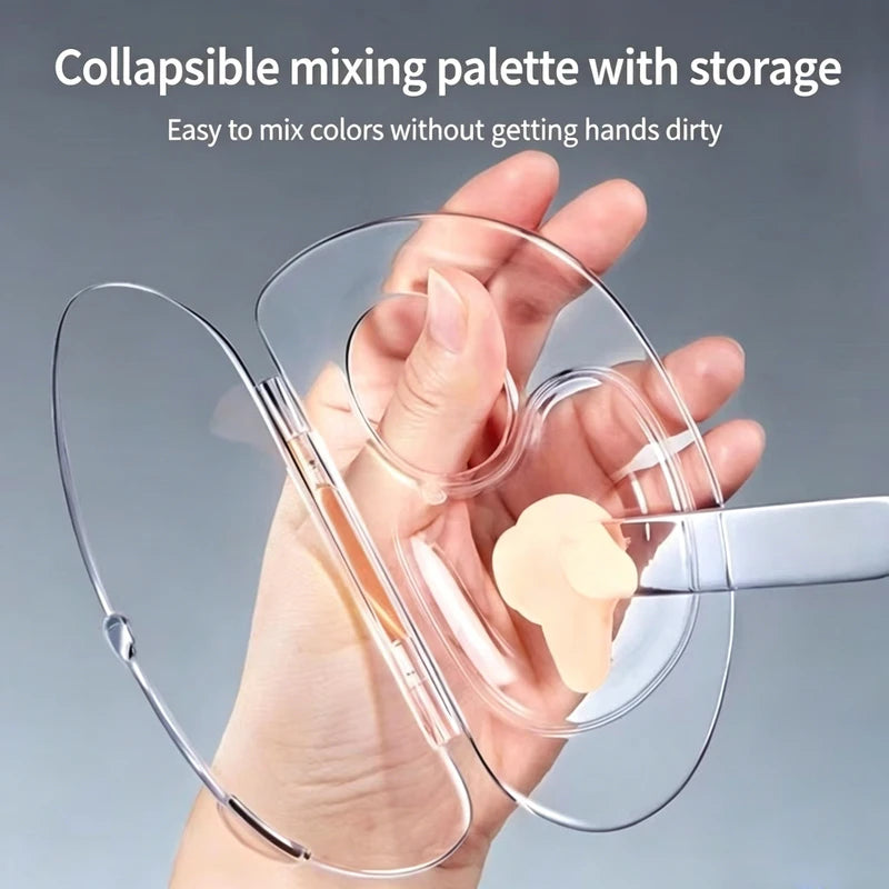 Foldable Makeup Palette with Acrylic Mixing Tools and Storage Case