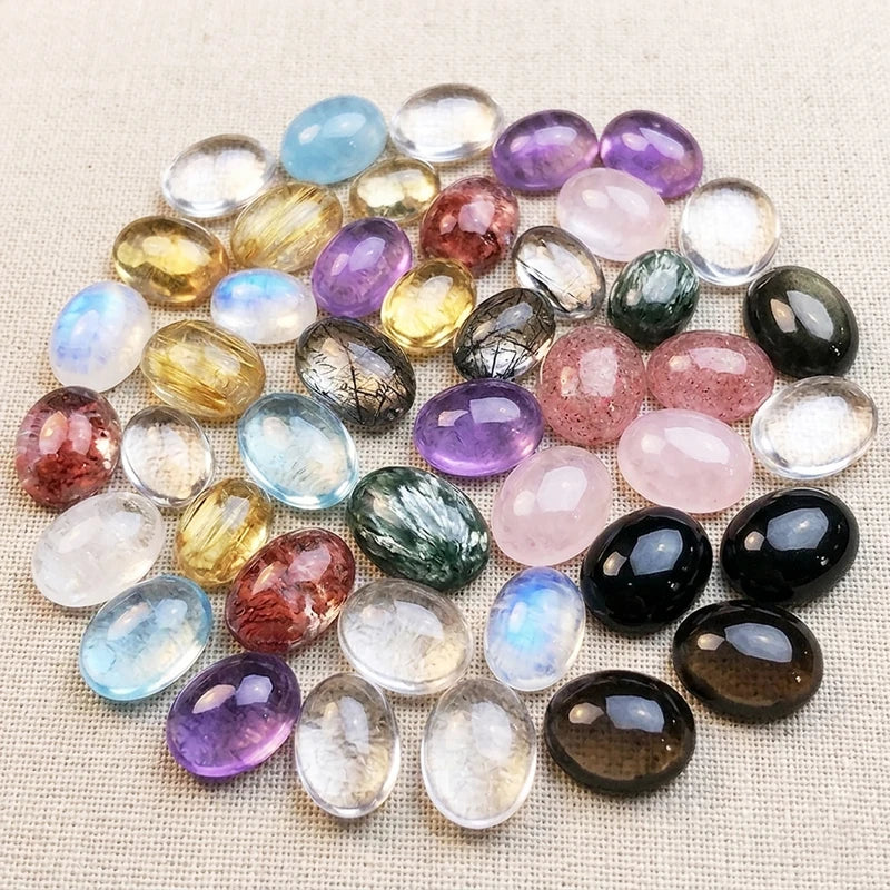 Natural Citrine Rutilated Quartz Loose Gemstones for Jewelry Making - Oval Egg Shape, 5A Grade