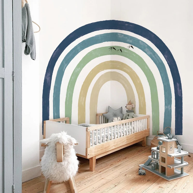 Large Watercolor Rainbow Wall Stickers Wallpaper for Nursery & Living Room