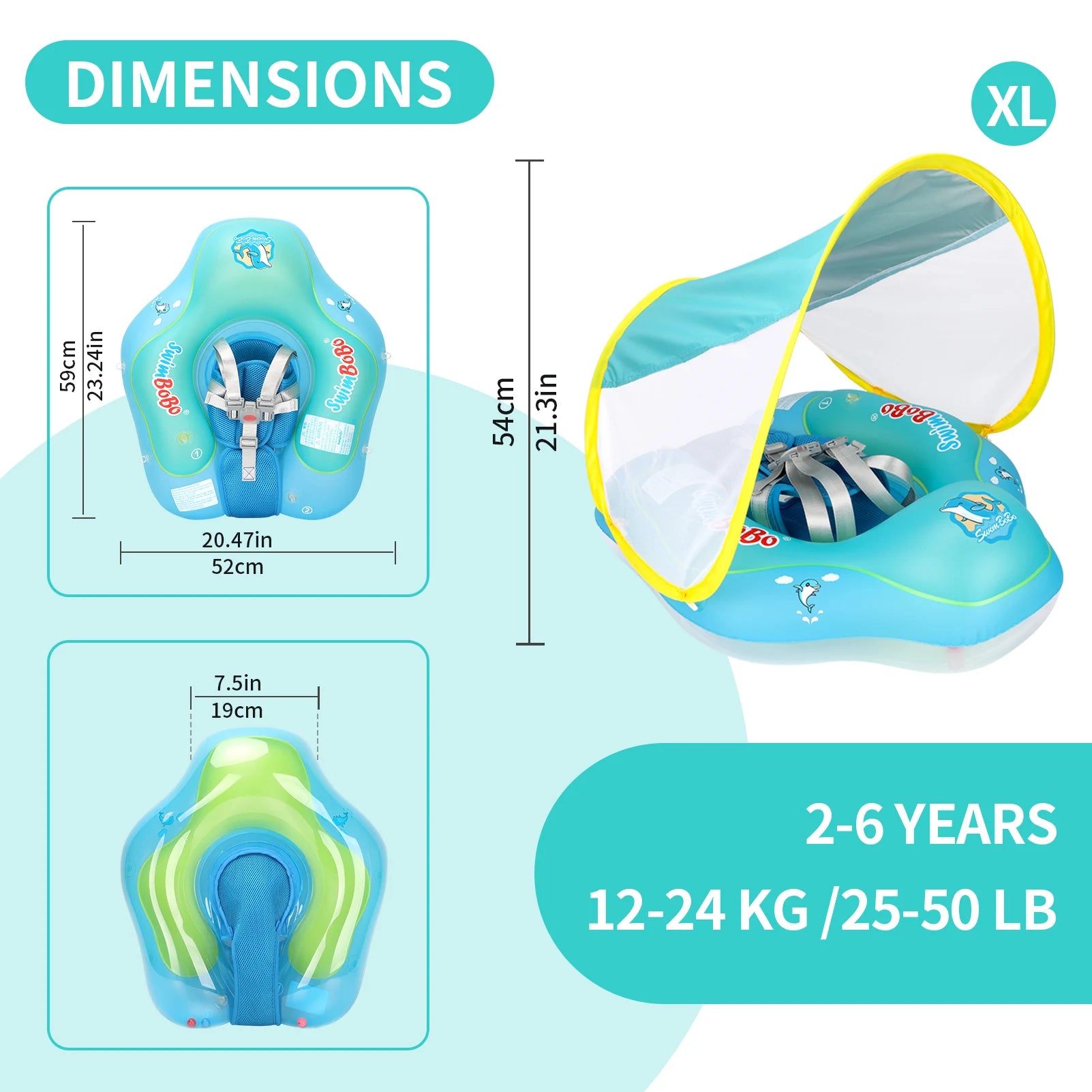 Baby Swimming Pool Float with Inflatable Ring - Support and Buoyancy for Kids 0-3 Years