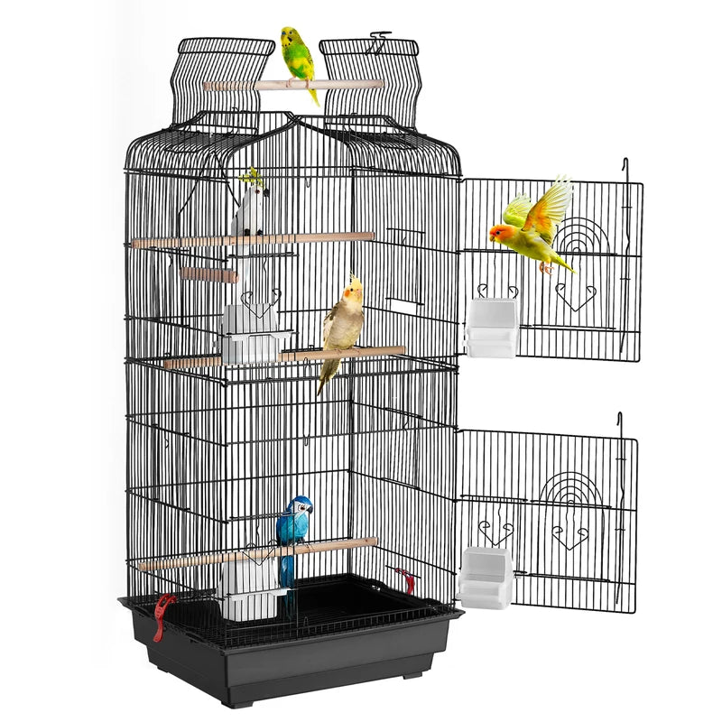 Large Open-Top Parrot Bird Cage with Swing & Perch for Small to Medium Birds