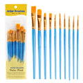 10Pcs Multi-Function Paintbrush Set for Watercolor Oil Gouache Art - Nylon Hair
