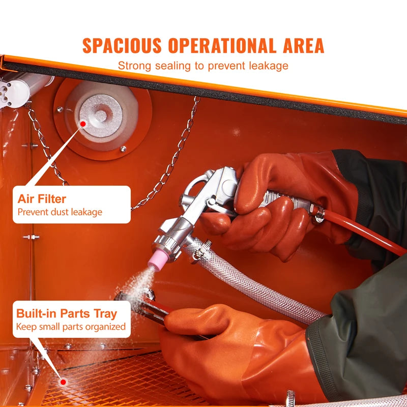 Portable Sandblasting Cabinet 25/40/60 Gallon Benchtop Abrasive Blaster with Gun Nozzles