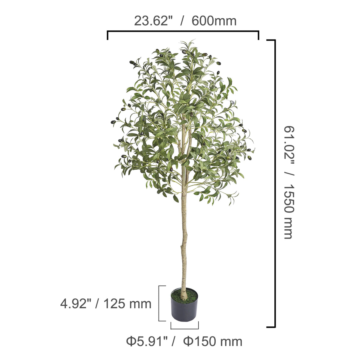 Artificial Olive Tree 4-6FT Tall Faux Plant with Anti-Tip Design for Home & Garden