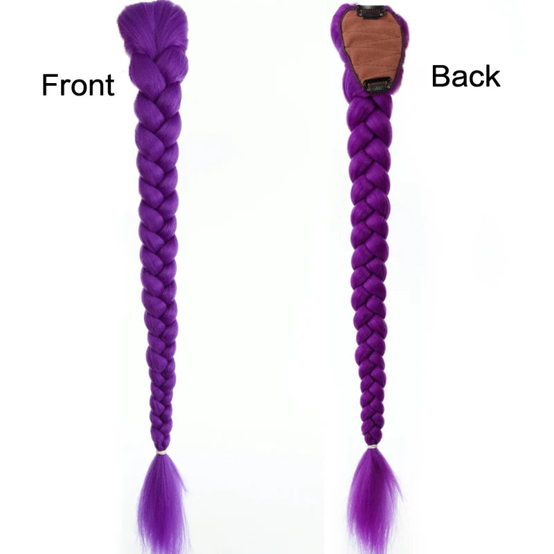 Synthetic Braided Purple Ponytail Hair Extension for Kids & Girls Halloween Costume