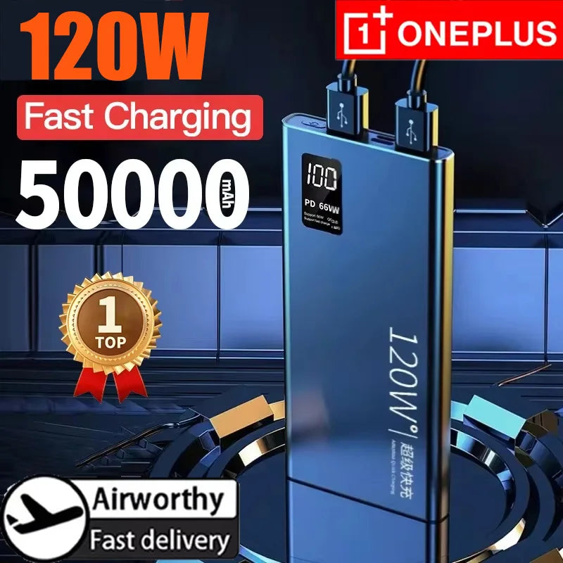 High-Capacity 50000mAh Power Bank 120W Fast Charging for Mobile Devices