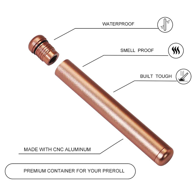 110MM Aluminum Airtight Storage Tube Container Light Weight Smell Proof Waterproof Pill Tobacco Accessory