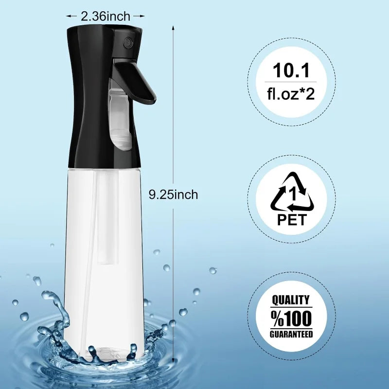 300ML Continuous Spray Bottle for Hair & Cleaning - Ultra Fine Water Mister