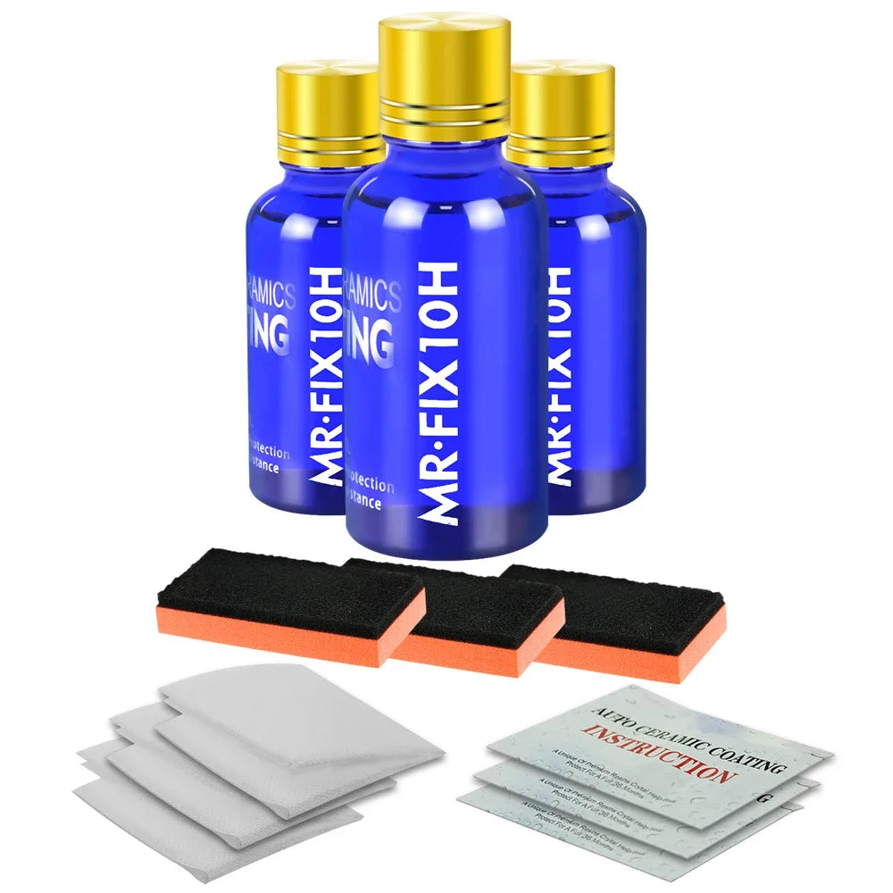 Ceramic Coating Car Wax Kit 10H Hydrophobic Liquid Glass Paint Protection