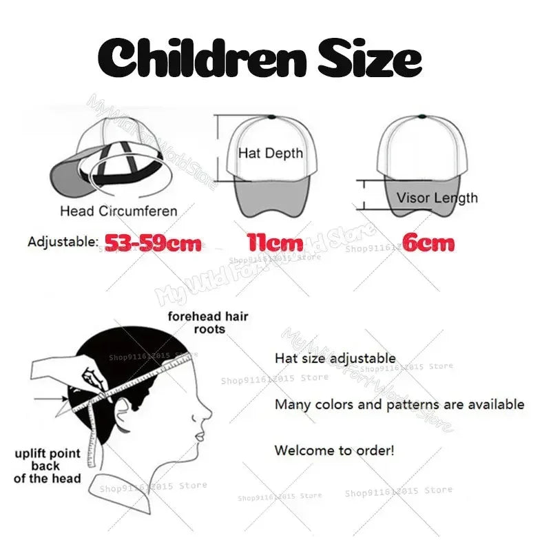 Kids Baseball Cap Cartoon Anime Print Hat - Breathable Kid's Sun Hat for Boys Girls