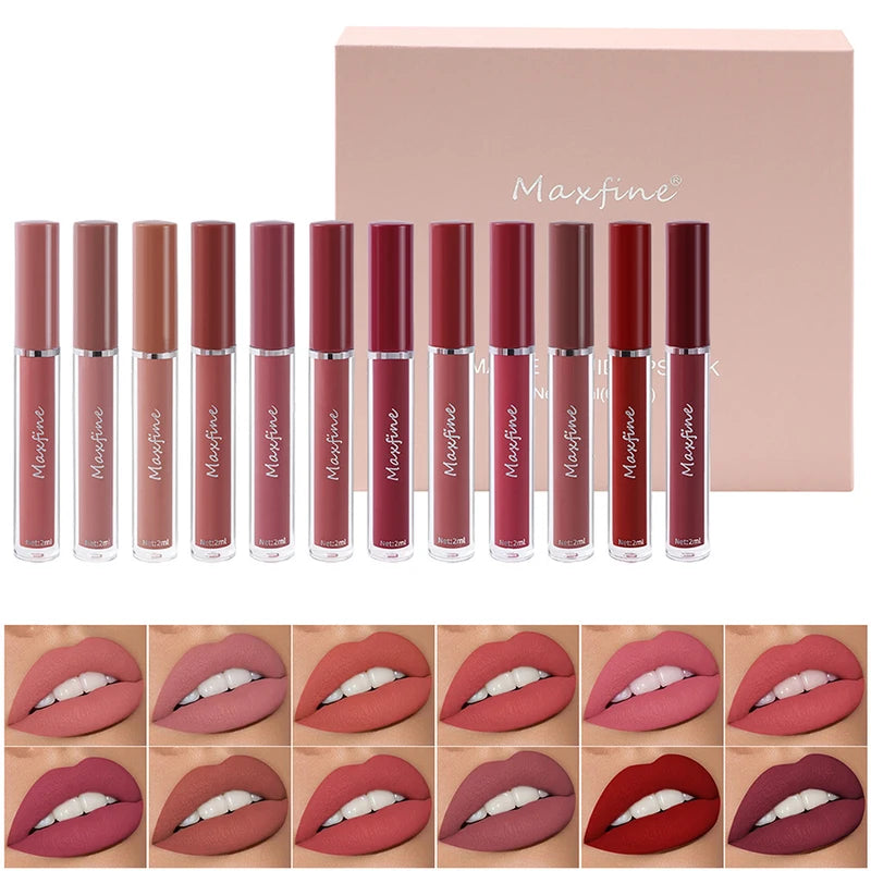 Matte Lip Gloss Set 6 Colors Waterproof Moisturizing Lipstick Gift Box