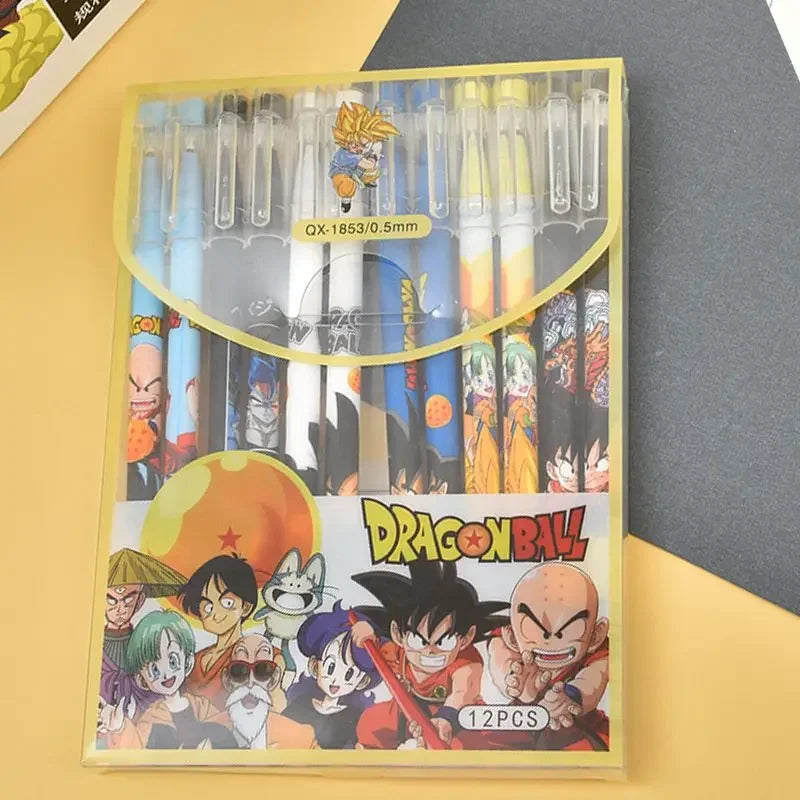 12PCS Gel Pen Set - Dragon Ball Z Anime Cartoon Stationery Kids School Office Supplies