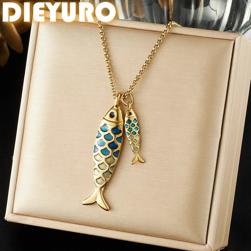 Colorful Fish Pendant Necklace - Trendy Waterproof Jewelry Gift