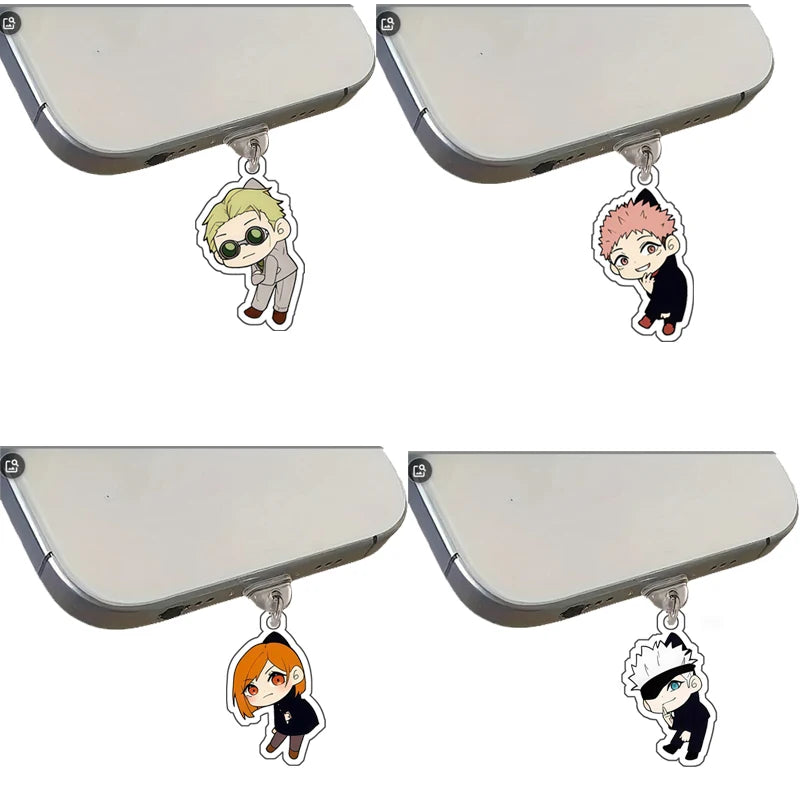 Anime JJK Gojo Satoru Itadori Yuji Fushiguro Megumi Geto Dust Plug Keychain Pendant - Earphone Port Protection