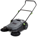 Walk-Behind Hand Push Floor Sweeper 25.6-inch Sweeping Width with Large Waste Container