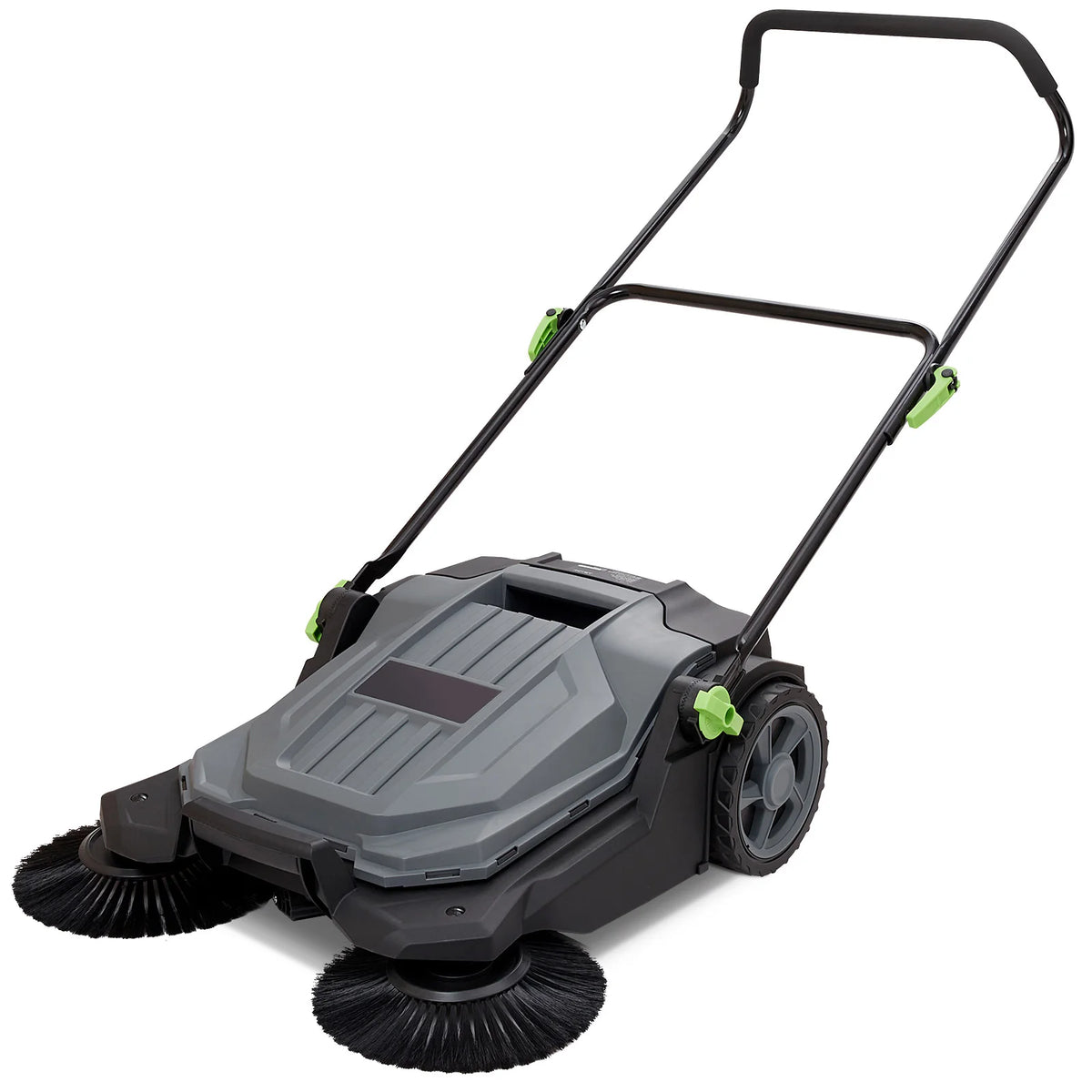 Walk-Behind Hand Push Floor Sweeper 25.6-inch Sweeping Width with Large Waste Container