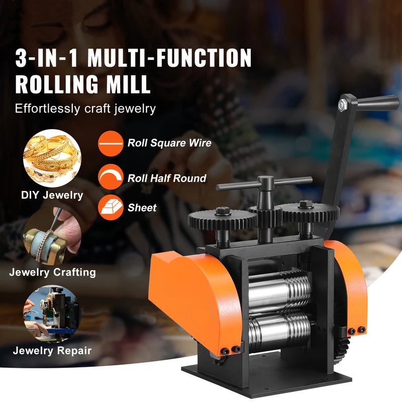 Jewelry Rolling Mill Machine 3-in-1 Metal Sheet & Wire Maker | Multiple Sizes