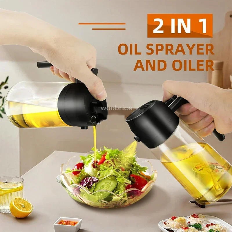 2-in-1 500ml Refillable Oil Spray Bottle for Cooking & Baking