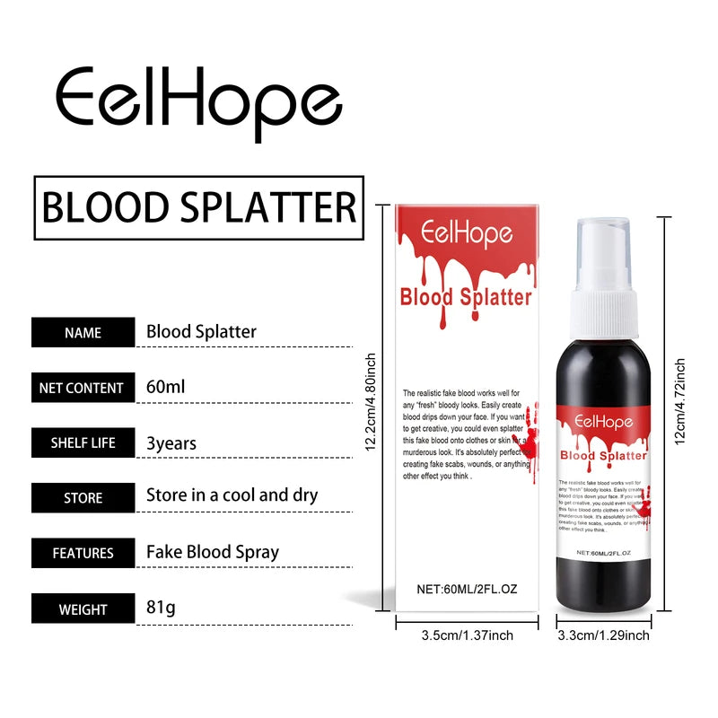 60ml Fake Blood for Halloween & Special Effects Makeup Props - Realistic Horror Blood Spray