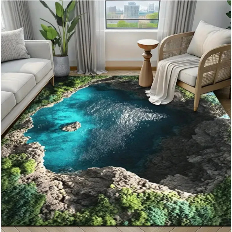 3D Ocean Scenery Floor Mat for Living Room Bedroom Kitchen Bathroom Home Decor