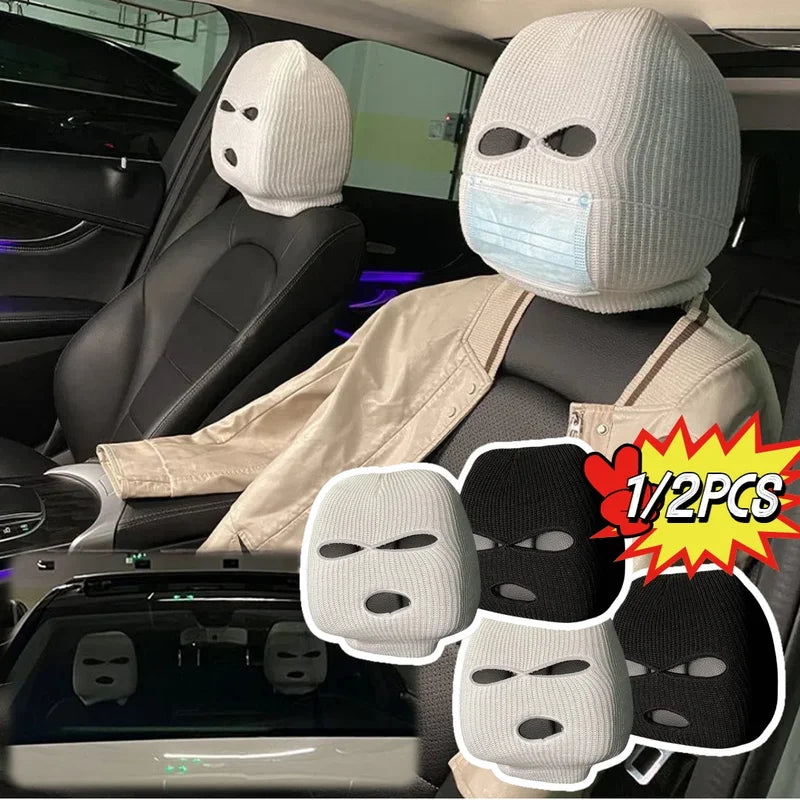Full Cover 3-Hole Car Seat Headrest Cover Halloween Christmas Funny Decor