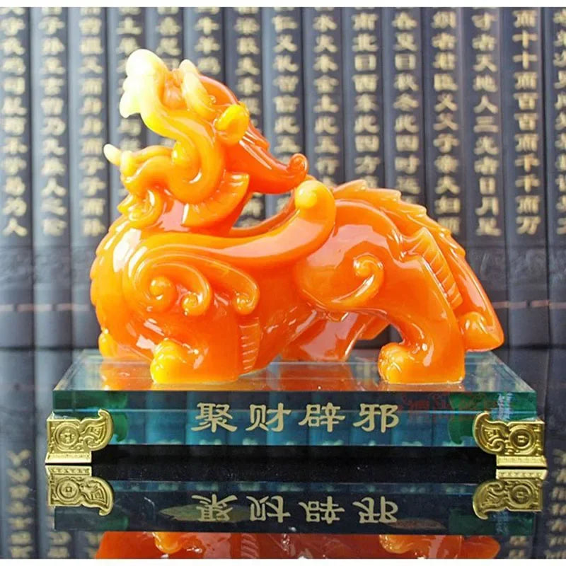 Imitation Jade Pixiu Feng Shui Statue Decor Resin Sculpture for Home Office