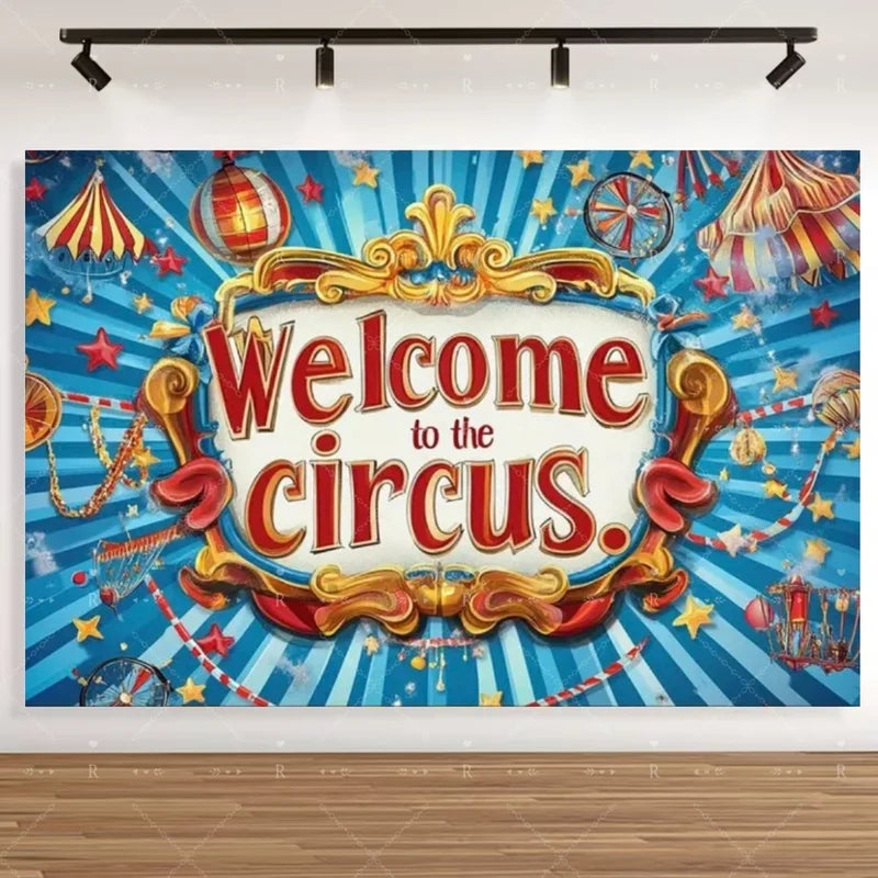 Circus Tent Backdrop for Party & Photography Carnival Night Theme Decoration