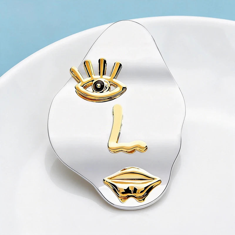 Metal Brooch Pin for Women Men Face Eye Mouth Jewelry Gift