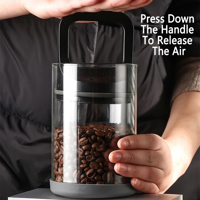 Airtight Glass Food Storage Container Set - Vacuum Sealed Canisters for Kitchen, Tea, Coffee, Dry Food, Moisture-Proof, Clear Glass, Multiple Sizes