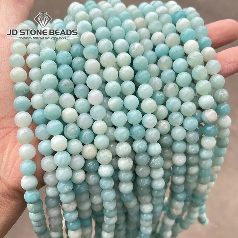 Natural Amazonite Stone Beads Round Loose Jewelry Making Beads 5-12mm