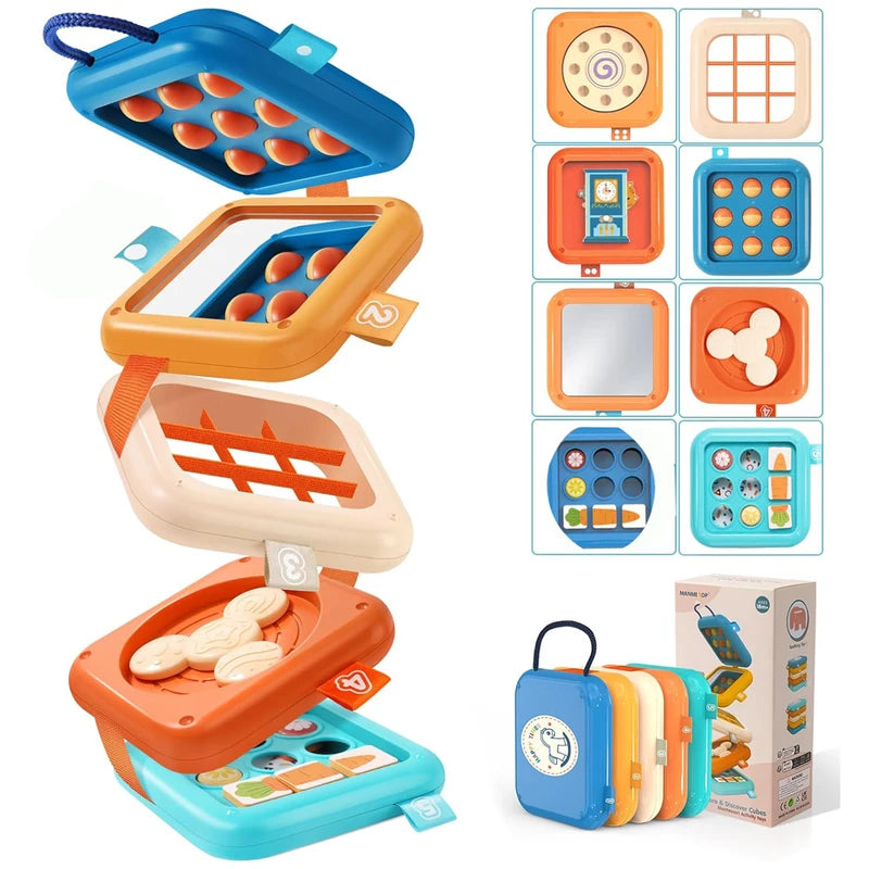 Montessori Baby Activity Cube Sensory Toys Set for 1+ Years - Fine Motor Skills & Educational Play