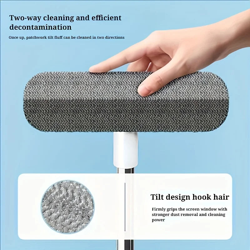 Magic Window Cleaning Brush & Pet Hair Remover with Retractable Double Rod