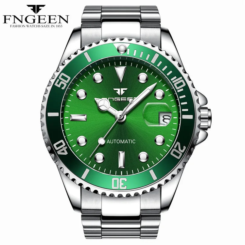 Luxury Automatic Skeleton Men Watch with Luminous Hands and Diamond Accents