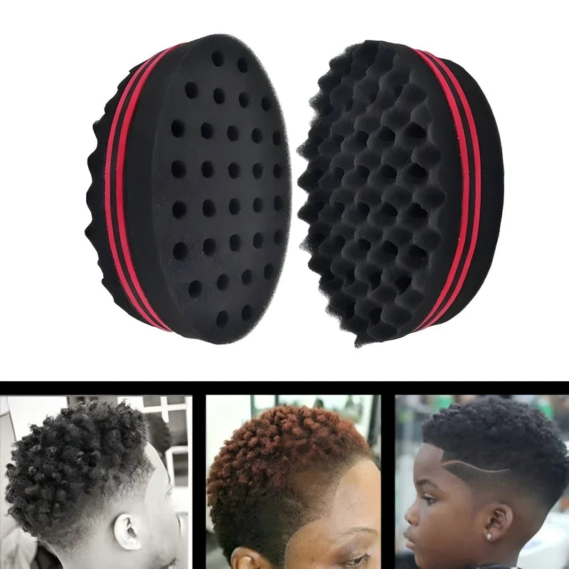 Afro Curly Hair Sponge Brush & Comb Set for Styling & Twisting - Salon Hair Tools