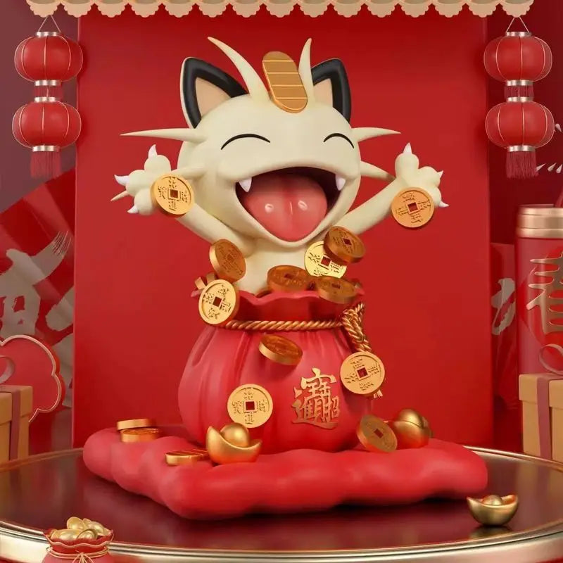 Miniature Rocket Team Meowth Figurine PVC Toy - Anime Lucky Cat Model