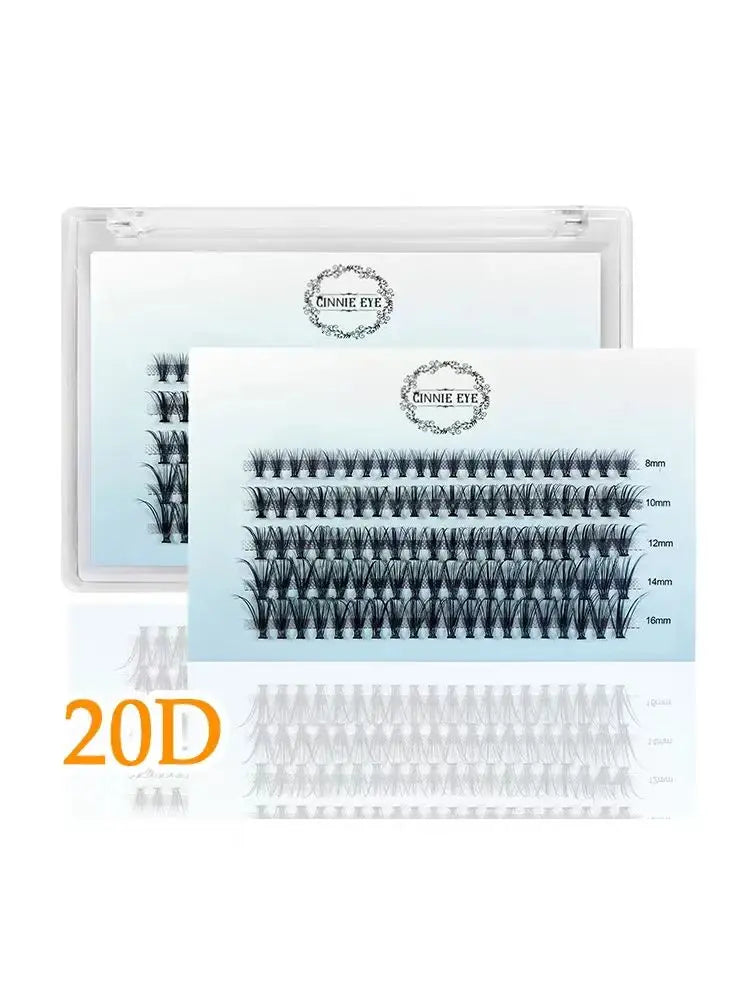 100 Bundles Cluster Eyelash Kit with Faux Mink Fans - Natural, DIY Ready Made Lashes