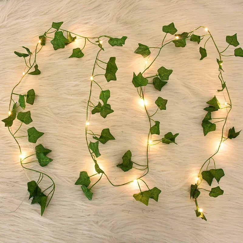 Silk Leaf Ivy Vine String Lights for Wedding Home Garden Decor - 2M, 5M, 10M