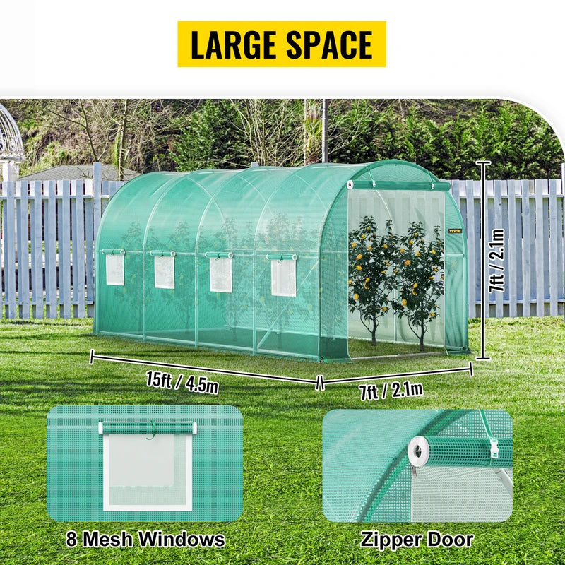 Walk-in Tunnel Greenhouse with Galvanized Frame & Waterproof Cover - Multiple Sizes