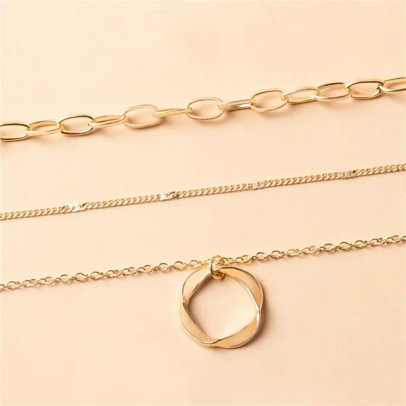 Gold & Silver Multi-Layered Pendant Necklace for Women and Girls – Fashion Jewelry Gift